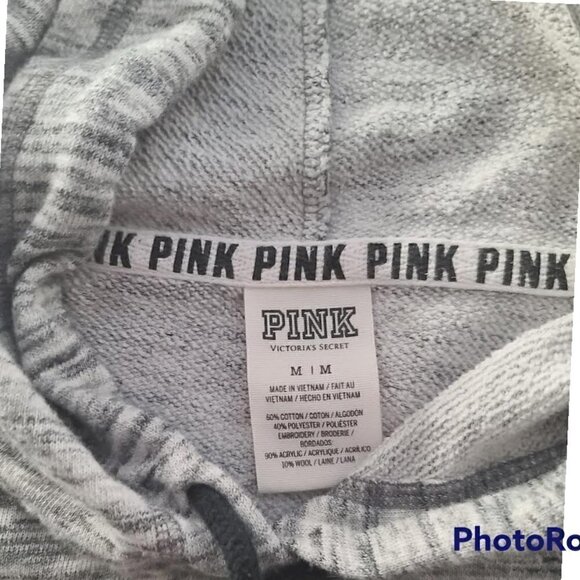 VS PINK Hthr Grey Blk Wht Pullover Hoodie - Picture 2 of 3